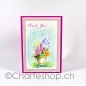 Preview: Karte Thank you pink mit Blumen